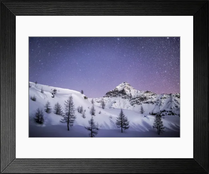Framed Print : Amazing starry sky over the Scalino peak seen from Prabello alp. - Valmalenco, Sondrio