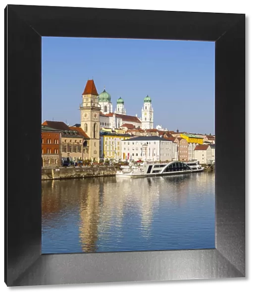 Old Town Skyline & The River Danube, Passau, Lower Bavaria, Bavaria, Germany