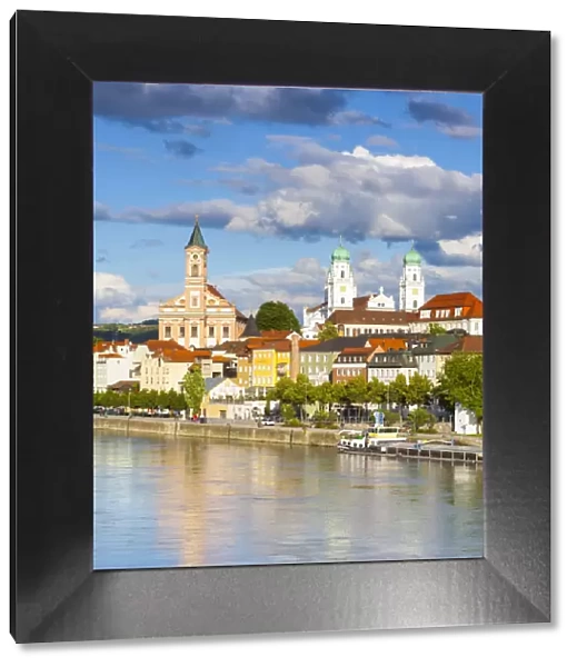 Elevated view towards the picturesque city of Passau, Passau, Lower Bavaria, Bavaria
