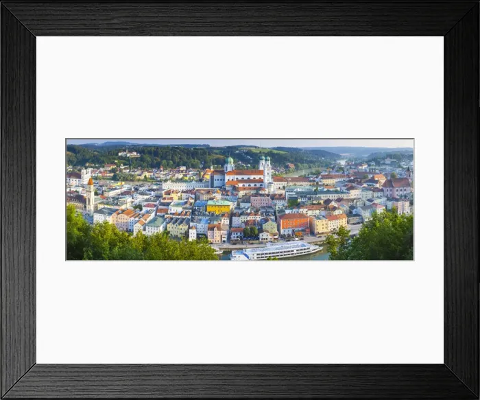 Framed Print : Elevated view over Old Town Passau and The River Danube, Passau, Lower Bavaria, Bavaria Framed Print : Elevated view over Old Town Passau and The River Danube, Passau, Lower Bavaria, Bavaria