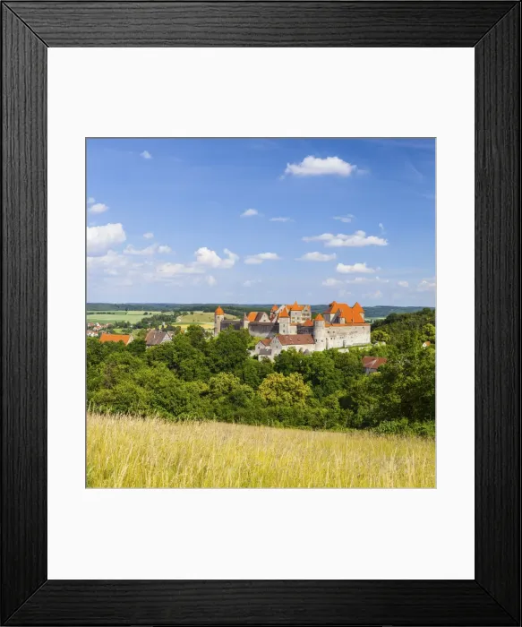 Framed Print : Elevated view towards the medieval Harburg Castle, Swabia, Bavaria, Germany Framed Print : Elevated view towards the medieval Harburg Castle, Swabia, Bavaria, Germany