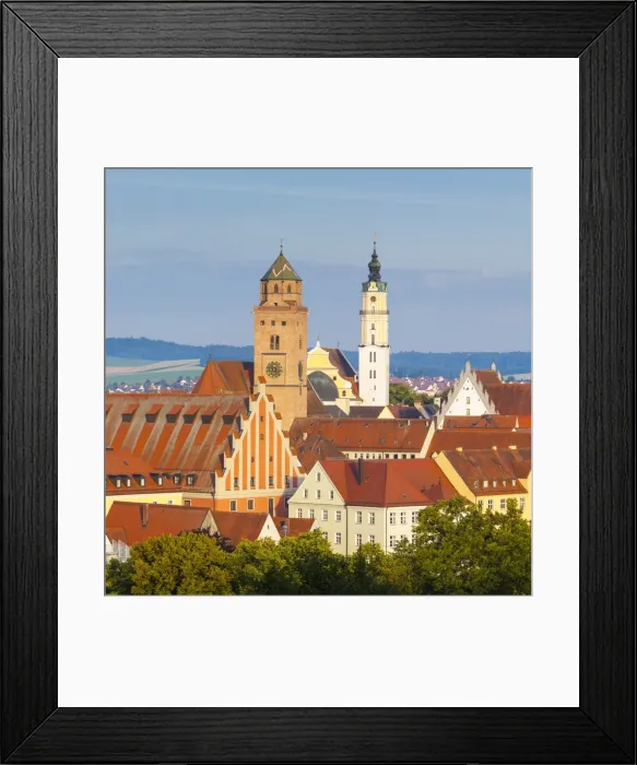 Framed Print : Elevated view over Old Town Church Spires, Donauworth, Swabia, Bavaria, Germany Framed Print : Elevated view over Old Town Church Spires, Donauworth, Swabia, Bavaria, Germany