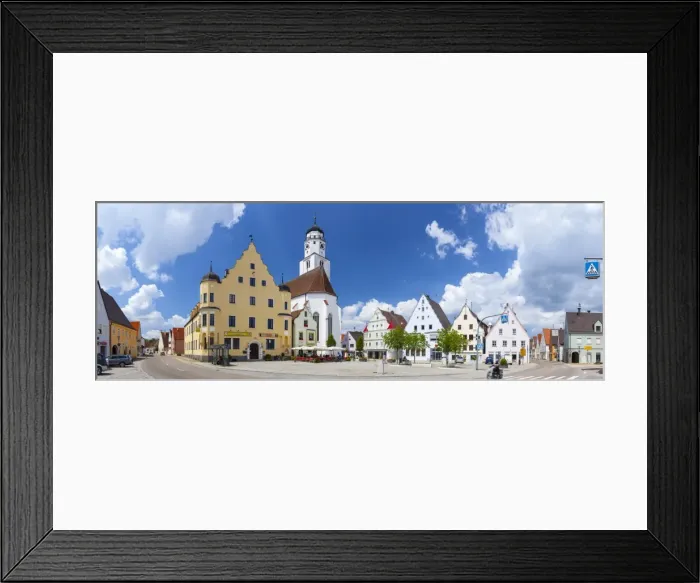 Framed Print : Historical Central Square, Hochstadt, Swabia, Bavaria, Germany Framed Print : Historical Central Square, Hochstadt, Swabia, Bavaria, Germany