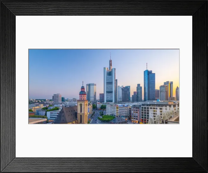 Framed Print : Germany, Hessen, Frankfurt Am Main, City skyline with St. Katherines church (St Framed Print : Germany, Hessen, Frankfurt Am Main, City skyline with St. Katherines church (St