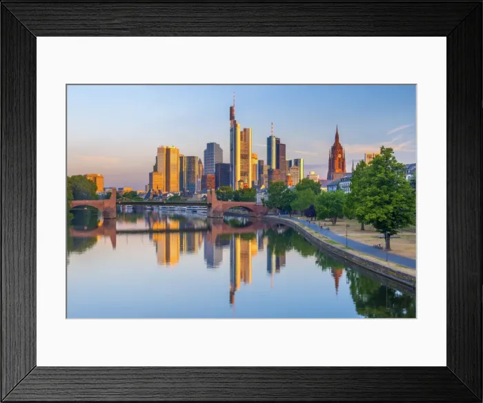 Framed Print : Germany, Hessen, Frankfurt Am Main, City Skyline across River Main Framed Print : Germany, Hessen, Frankfurt Am Main, City Skyline across River Main