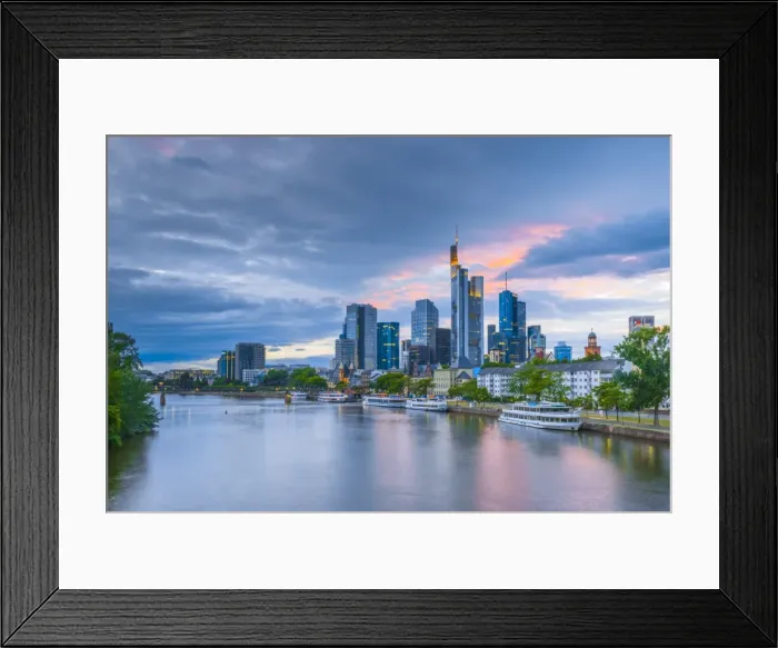 Framed Print : Germany, Hessen, Frankfurt Am Main, City Skyline across River Main Framed Print : Germany, Hessen, Frankfurt Am Main, City Skyline across River Main