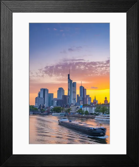 Framed Print : Germany, Hessen, Frankfurt Am Main, City Skyline across River Main Framed Print : Germany, Hessen, Frankfurt Am Main, City Skyline across River Main