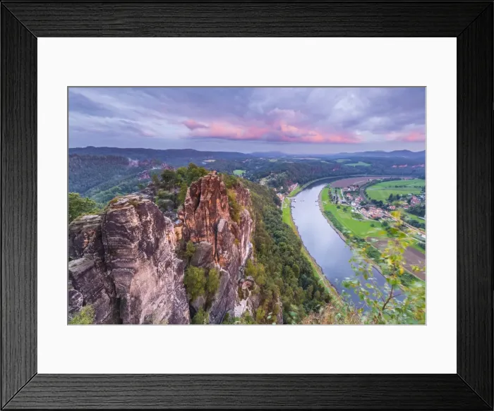 Framed Print : Elbe River at Bastei, Saxon Switzerland National Park, Saxony, Germany