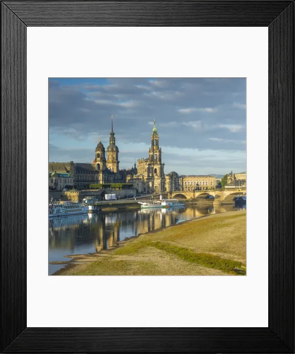 Framed Print : Elbe River, and city skyline, Dresden, Saxony, Germany Framed Print : Elbe River, and city skyline, Dresden, Saxony, Germany