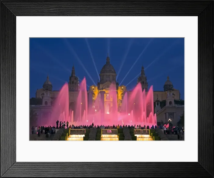 Framed Print : Fountains in front of the National Museum of Art, Plaza d Espanya, Barcelona, Catalunya Framed Print : Fountains in front of the National Museum of Art, Plaza d Espanya, Barcelona, Catalunya