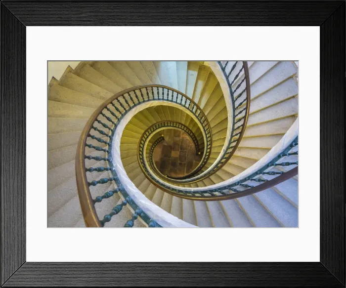 Framed Print : Triple spiral staircase of floating stairs, Convent of Santo Domingo de Bonaval Framed Print : Triple spiral staircase of floating stairs, Convent of Santo Domingo de Bonaval