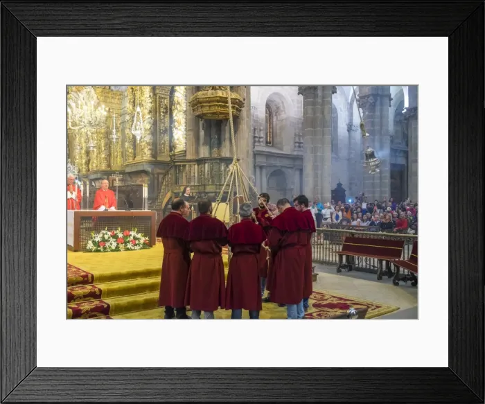 Framed Print : The Botafumeiro an incense burner being swung during service in The Cathedral, Santiago Framed Print : The Botafumeiro an incense burner being swung during service in The Cathedral, Santiago
