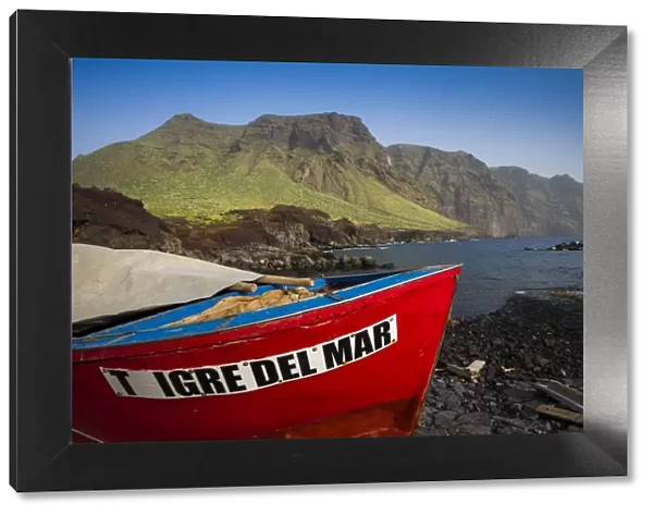 Spain, Canary Islands, Tenerife, Punta de Teno, fishing boats and coastal landscape