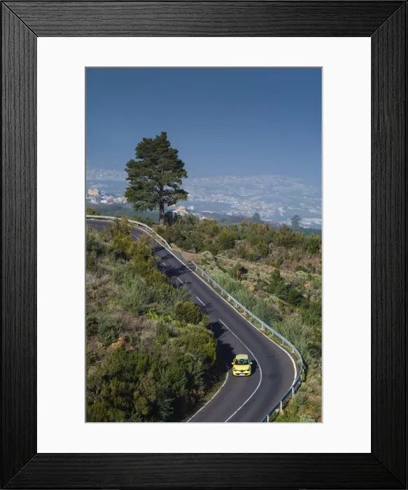 Framed Print : Spain, Canary Islands, Tenerife, Valle de la Orotava, elevated view of the TF 21 road