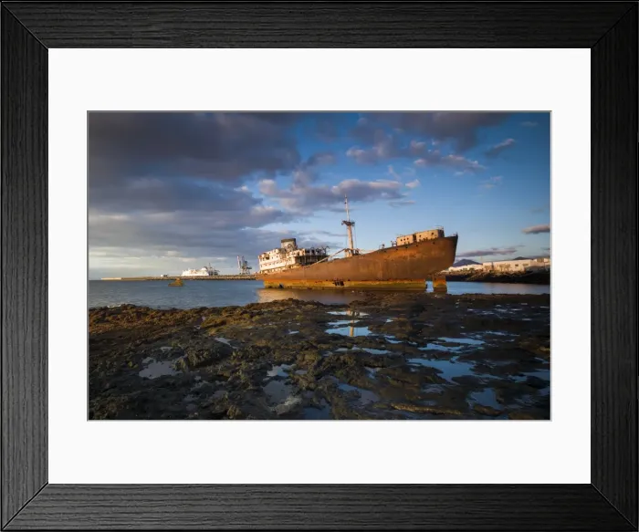 Framed Print : Spain, Canary Islands, Lanzarote, Arecife, Shipwreck of the ship Telamon, Arecife Port Framed Print : Spain, Canary Islands, Lanzarote, Arecife, Shipwreck of the ship Telamon, Arecife Port