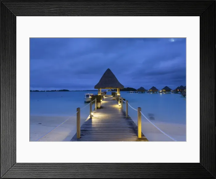 Framed Print : Jetty of Intercontinental Bora Bora Le Moana Resort at dusk, Bora Bora, Society Islands Framed Print : Jetty of Intercontinental Bora Bora Le Moana Resort at dusk, Bora Bora, Society Islands