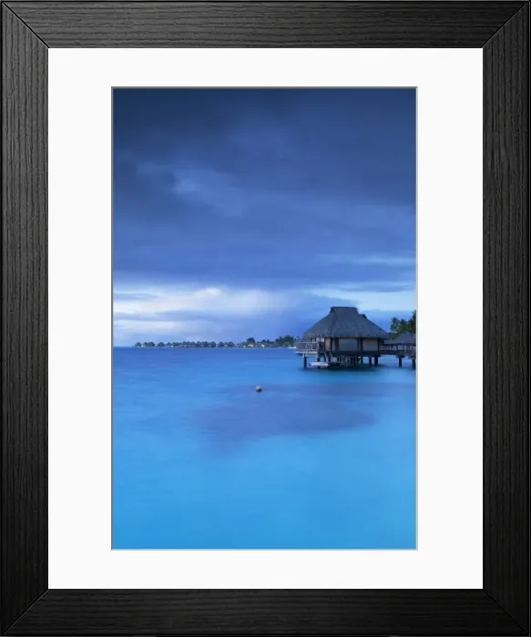 Framed Print : Overwater bungalows of Le Maitai Hotel and Intercontinental Bora Bora Le Moana Resort at dawn Framed Print : Overwater bungalows of Le Maitai Hotel and Intercontinental Bora Bora Le Moana Resort at dawn