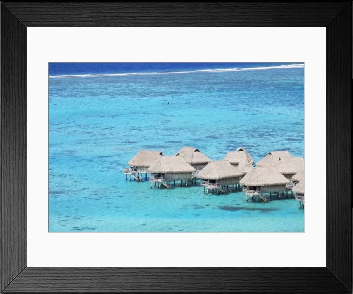 Framed Print : Overwater bungalows of Sofitel Hotel, Moorea, Society Islands, French Polynesia (PR)