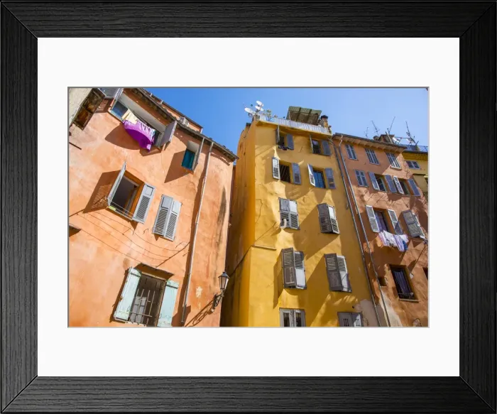 Framed Print : Colouful buildings, Grasse, Alpes-Maritimes, Provence-Alpes-Cote D Azur, French Riviera