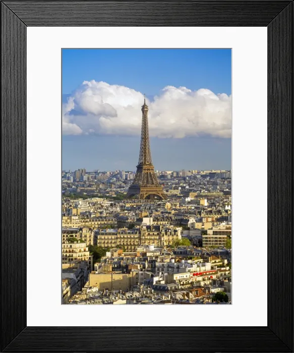 Framed Print : Elevated view over the city with the Eiffel Tower in the distance, Paris, France, Europe Framed Print : Elevated view over the city with the Eiffel Tower in the distance, Paris, France, Europe