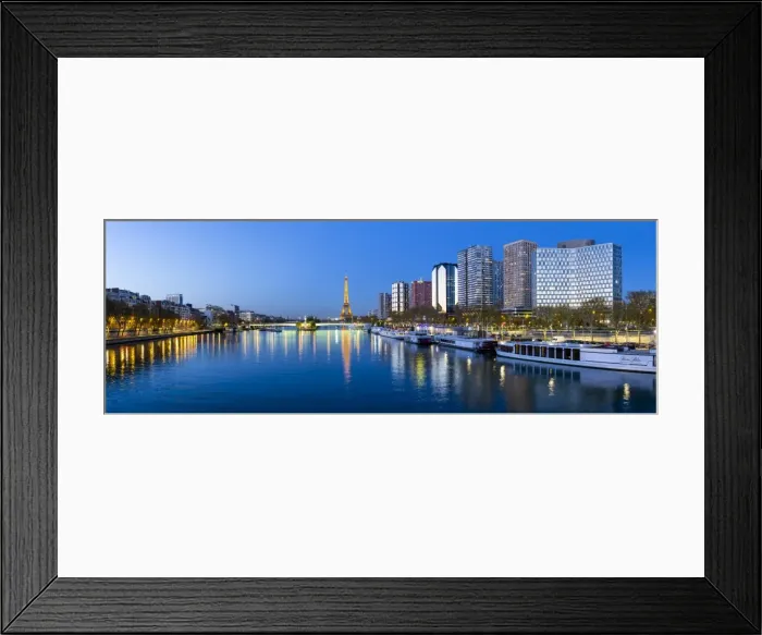 Framed Print : Night view of River Seine with high-rise buildings on the Left Bank, and Eiffel Tower Framed Print : Night view of River Seine with high-rise buildings on the Left Bank, and Eiffel Tower