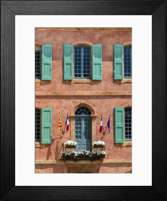 Framed Print : Front facade of the Hotel de Ville, Roussillon, Provence France Framed Print : Front facade of the Hotel de Ville, Roussillon, Provence France
