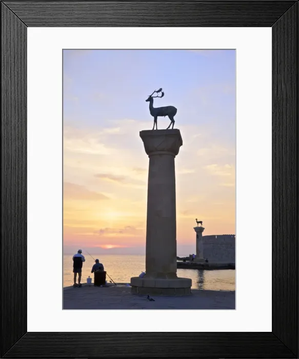 Framed Print : Bronze Doe and Stag Statues At The Entrance Of Mandraki Harbour, Rhodes, Dodecanese Framed Print : Bronze Doe and Stag Statues At The Entrance Of Mandraki Harbour, Rhodes, Dodecanese