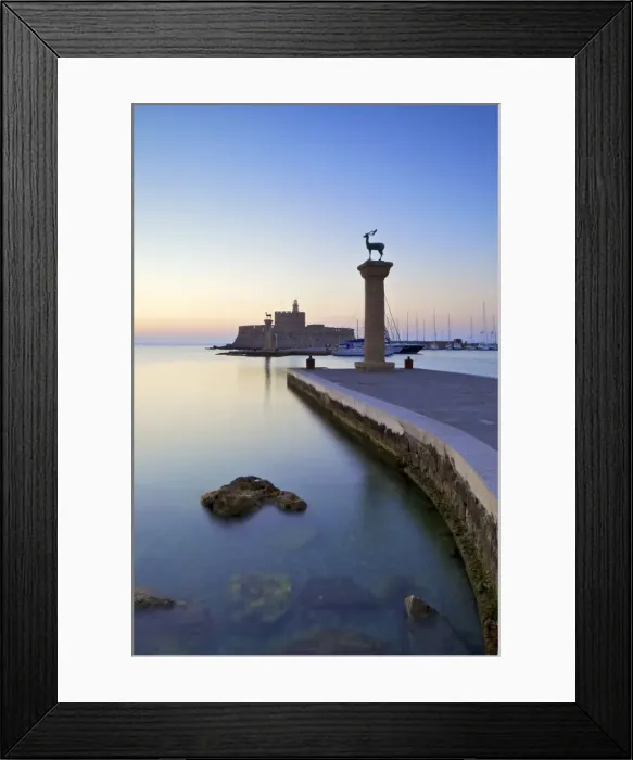 Framed Print : Bronze Doe and Stag Statues At The Entrance Of Mandraki Harbour, Rhodes, Dodecanese Framed Print : Bronze Doe and Stag Statues At The Entrance Of Mandraki Harbour, Rhodes, Dodecanese