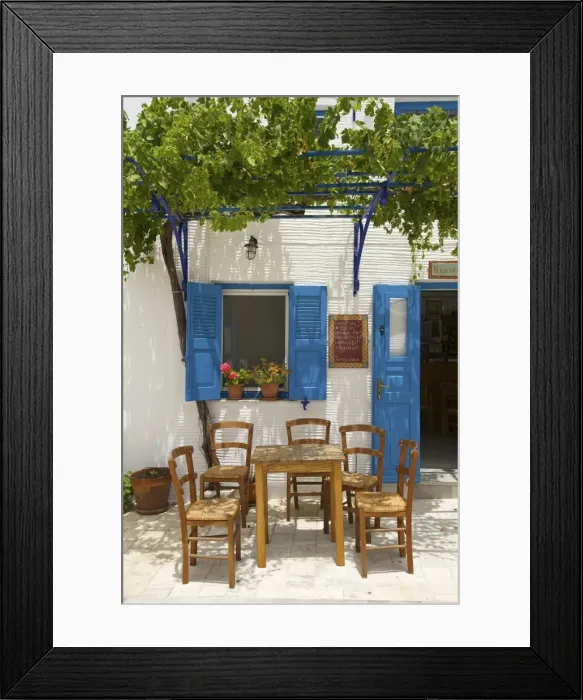 Framed Print : Tavern in Lefkes, Paros Island, Cyclades, Greece Framed Print : Tavern in Lefkes, Paros Island, Cyclades, Greece