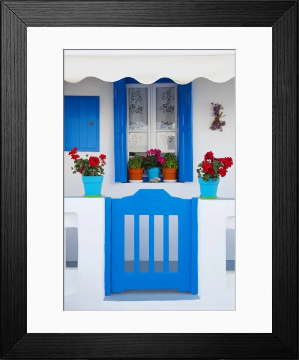 Framed Print : Europe, Greece, Cyclades island, Aegean Sea, Mykonos, Myconos, blue gate at private home Framed Print : Europe, Greece, Cyclades island, Aegean Sea, Mykonos, Myconos, blue gate at private home