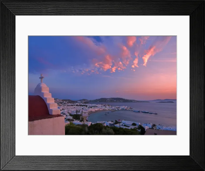 Framed Print : Europe, Greece, Cyclades island, Aegean Sea, Mykonos, Myconos, Mykonos harbour at dusk Framed Print : Europe, Greece, Cyclades island, Aegean Sea, Mykonos, Myconos, Mykonos harbour at dusk