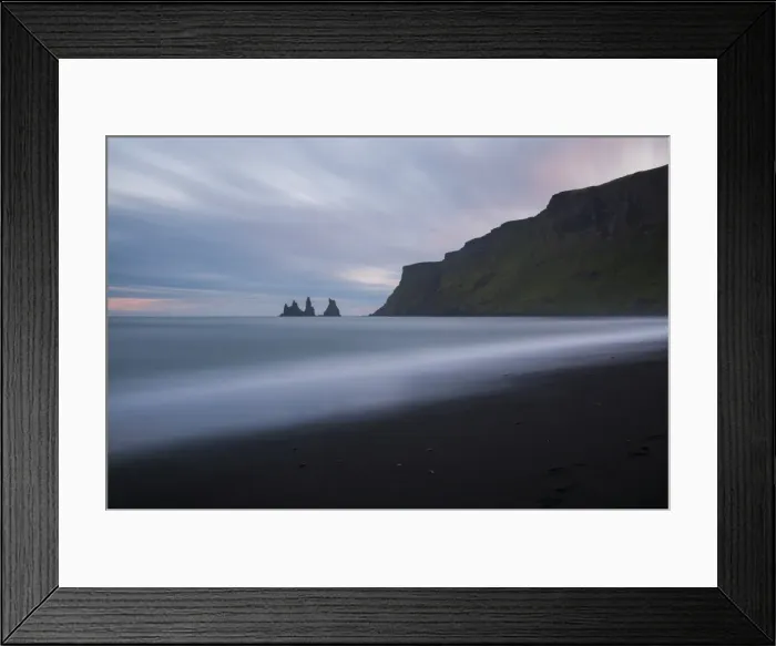 Framed Print : Vik, southern Iceland. Reynisfjara rock formations and black sand beach