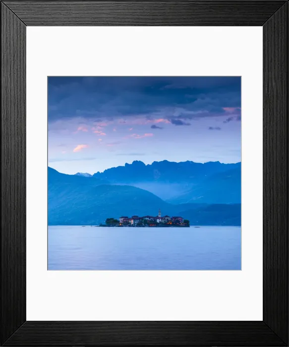 Framed Print : Isola dei Pescatori (Fishermens Islands) illuminated at dusk, Borromean Islands Framed Print : Isola dei Pescatori (Fishermens Islands) illuminated at dusk, Borromean Islands