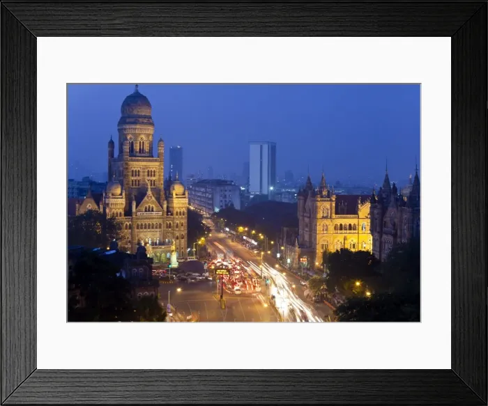 Framed Print : View over Victoria terminus or Chhatrapati Shivaji terminus (CST) and central Mumbai Framed Print : View over Victoria terminus or Chhatrapati Shivaji terminus (CST) and central Mumbai