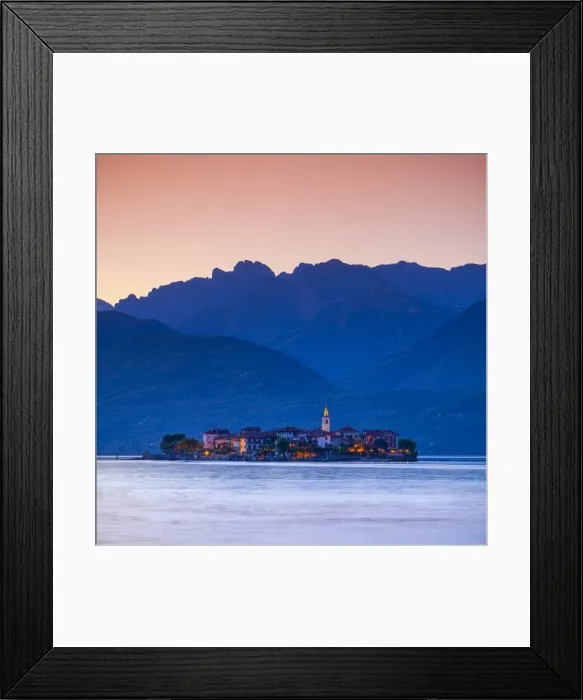 Framed Print : The idyllic Isola dei Pescatori (Fishermans Islands) illuminated at dusk, Borromean Islands Framed Print : The idyllic Isola dei Pescatori (Fishermans Islands) illuminated at dusk, Borromean Islands