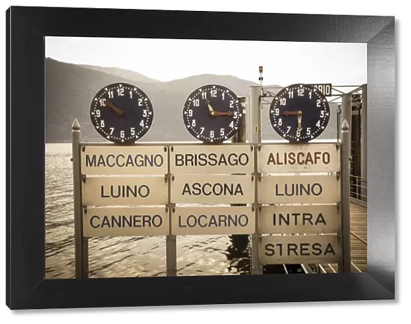 Ferry Terminal Timetable, Cannobio, Lake Maggiore, Piedmont, Italy
