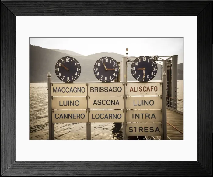 Framed Print : Ferry Terminal Timetable, Cannobio, Lake Maggiore, Piedmont, Italy Framed Print : Ferry Terminal Timetable, Cannobio, Lake Maggiore, Piedmont, Italy