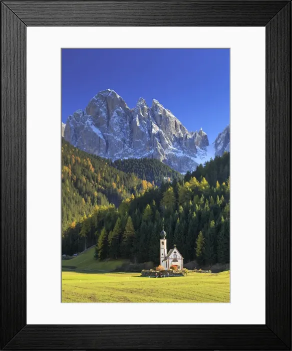 Framed Print : Italy, Trentino Alto Adige, South Tyrol Region, Val di Funes, Ranui Church with Puez Framed Print : Italy, Trentino Alto Adige, South Tyrol Region, Val di Funes, Ranui Church with Puez