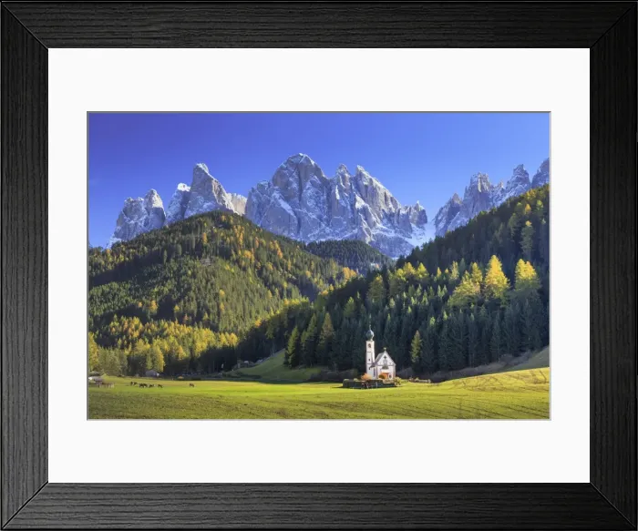 Framed Print : Italy, Trentino Alto Adige, South Tyrol Region, Val di Funes, Ranui Church with Puez Framed Print : Italy, Trentino Alto Adige, South Tyrol Region, Val di Funes, Ranui Church with Puez