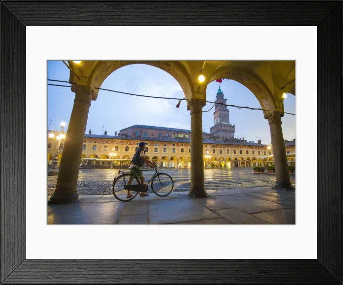 Framed Print : Piazza Ducale, Vigevano, Lombardy, Italy. Rainy sunset and people Framed Print : Piazza Ducale, Vigevano, Lombardy, Italy. Rainy sunset and people