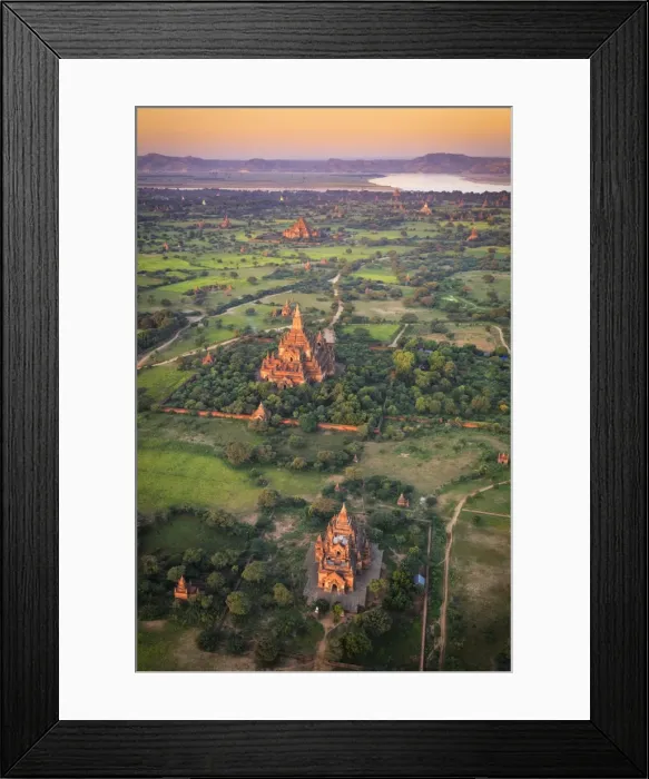 Framed Print : Myanmar (Burma), Temples of Bagan (Unesco world Heritage Site) elevated view from Baloon Framed Print : Myanmar (Burma), Temples of Bagan (Unesco world Heritage Site) elevated view from Baloon