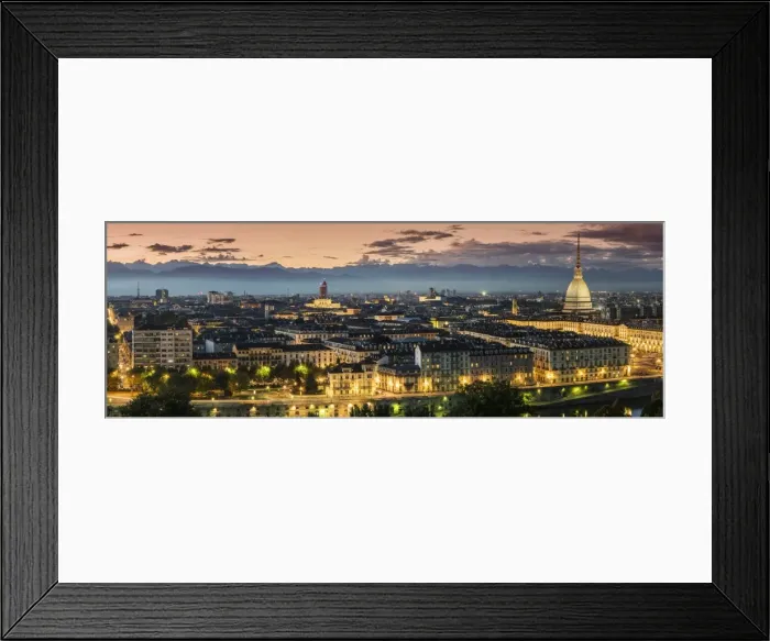 Framed Print : Panoramic view at dusk, Turin, Piedmont, Italy Framed Print : Panoramic view at dusk, Turin, Piedmont, Italy