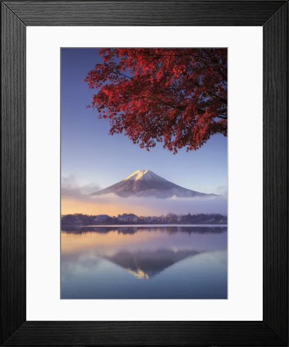 Framed Print : Japan, Fuji - Hakone - Izu National Park, Mt Fuji and Kawaguchi Ko Lake