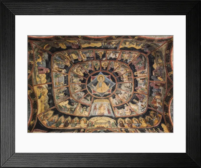 Framed Print : Romania, Transylvania, Sinaia, Sinaia Monastery, small church, exterior frescoes Framed Print : Romania, Transylvania, Sinaia, Sinaia Monastery, small church, exterior frescoes