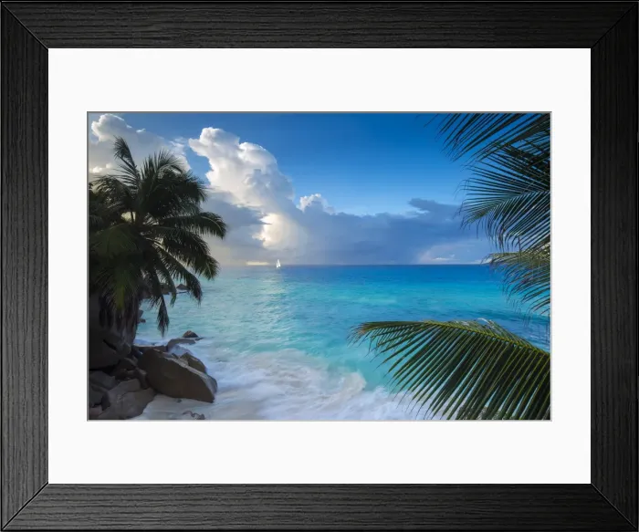 Framed Print : Tropical beach, La Digue, Seychelles Framed Print : Tropical beach, La Digue, Seychelles