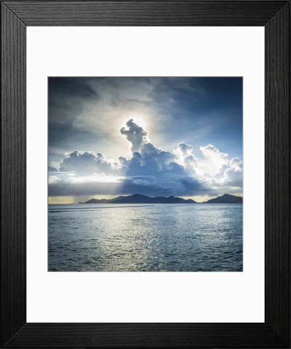 Framed Print : Praslin island from Anse Source d Argent beach, La Digue, Seychelles Framed Print : Praslin island from Anse Source d Argent beach, La Digue, Seychelles