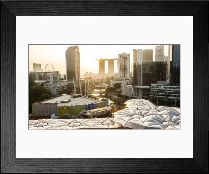Framed Print : Elevated view over the Entertainment district of Clarke Quay, Singapore River Framed Print : Elevated view over the Entertainment district of Clarke Quay, Singapore River