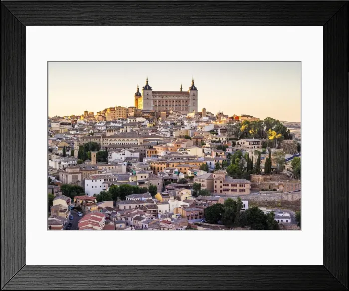 Framed Print : Toledo, Castille - La Mancha, Spain. View of the ancient city at sunset, from a vantage Framed Print : Toledo, Castille - La Mancha, Spain. View of the ancient city at sunset, from a vantage