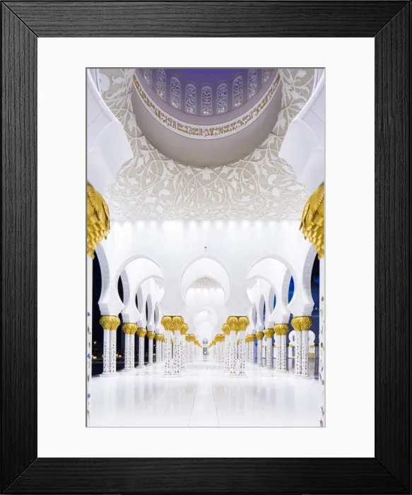 Framed Print : United Arab Emirates, Abu Dhabi. The beautiful date palm-styled column capitals of Framed Print : United Arab Emirates, Abu Dhabi. The beautiful date palm-styled column capitals of