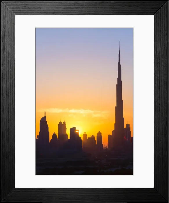 Framed Print : United Arab Emirates, Dubai, elevated view of the new Dubai skyline, the Burj Khalifa Framed Print : United Arab Emirates, Dubai, elevated view of the new Dubai skyline, the Burj Khalifa